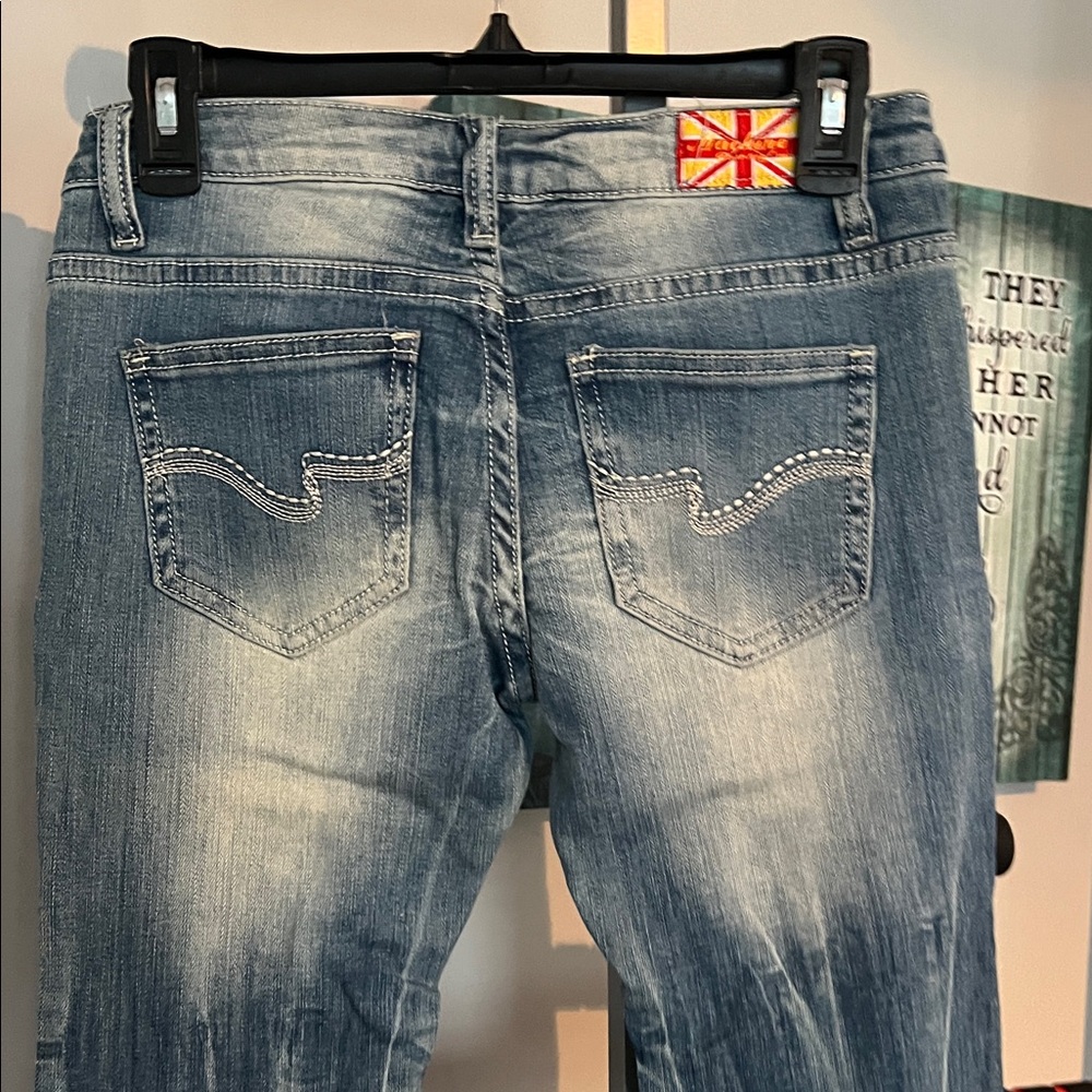 Distressed Boot Cut Jeans - Light Blue - Picture 3 of 3